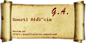 Gosztl Alícia névjegykártya